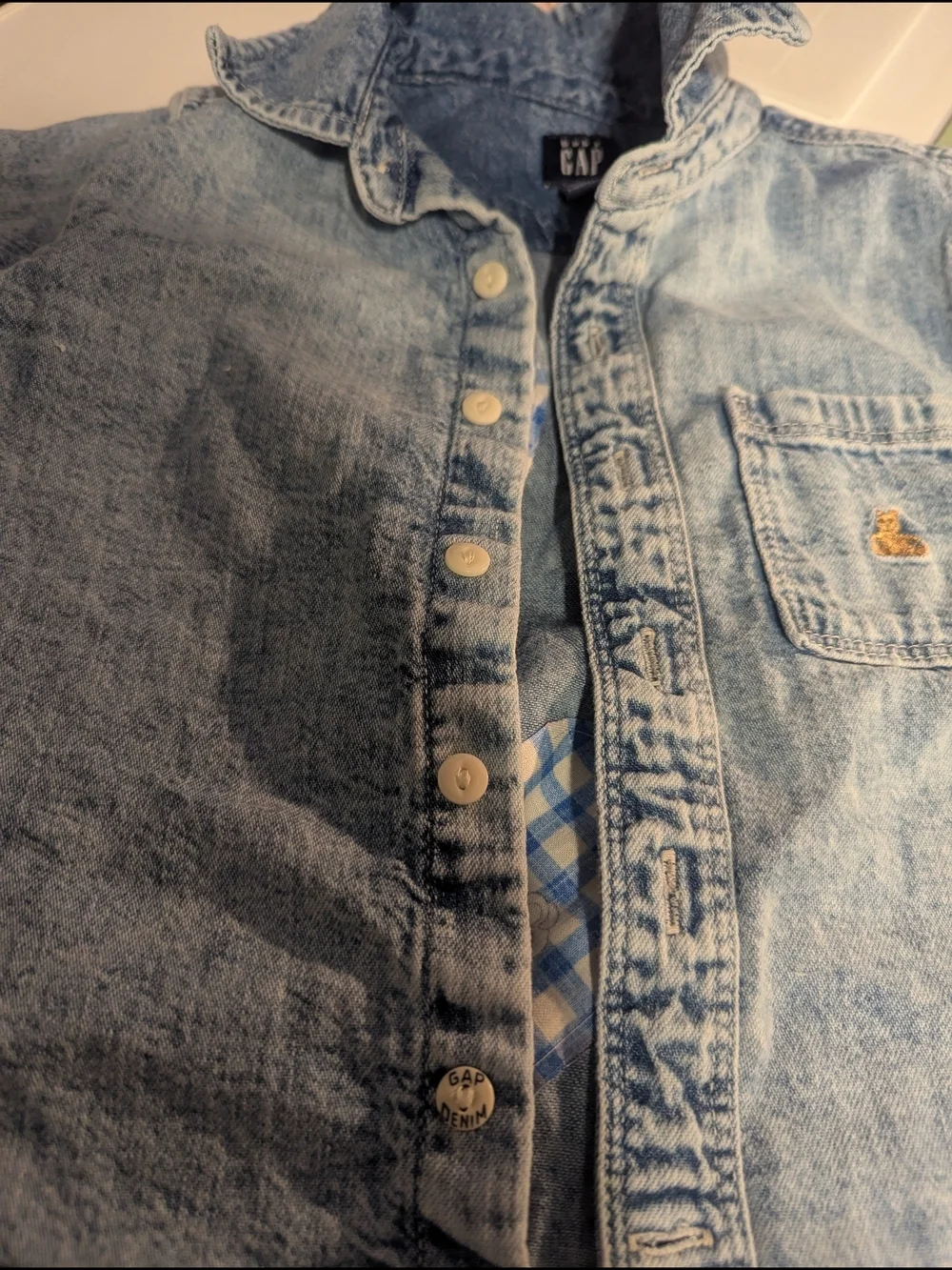 GAP Baby Light Blue Denim Jacket With Mickey Mouse hearts